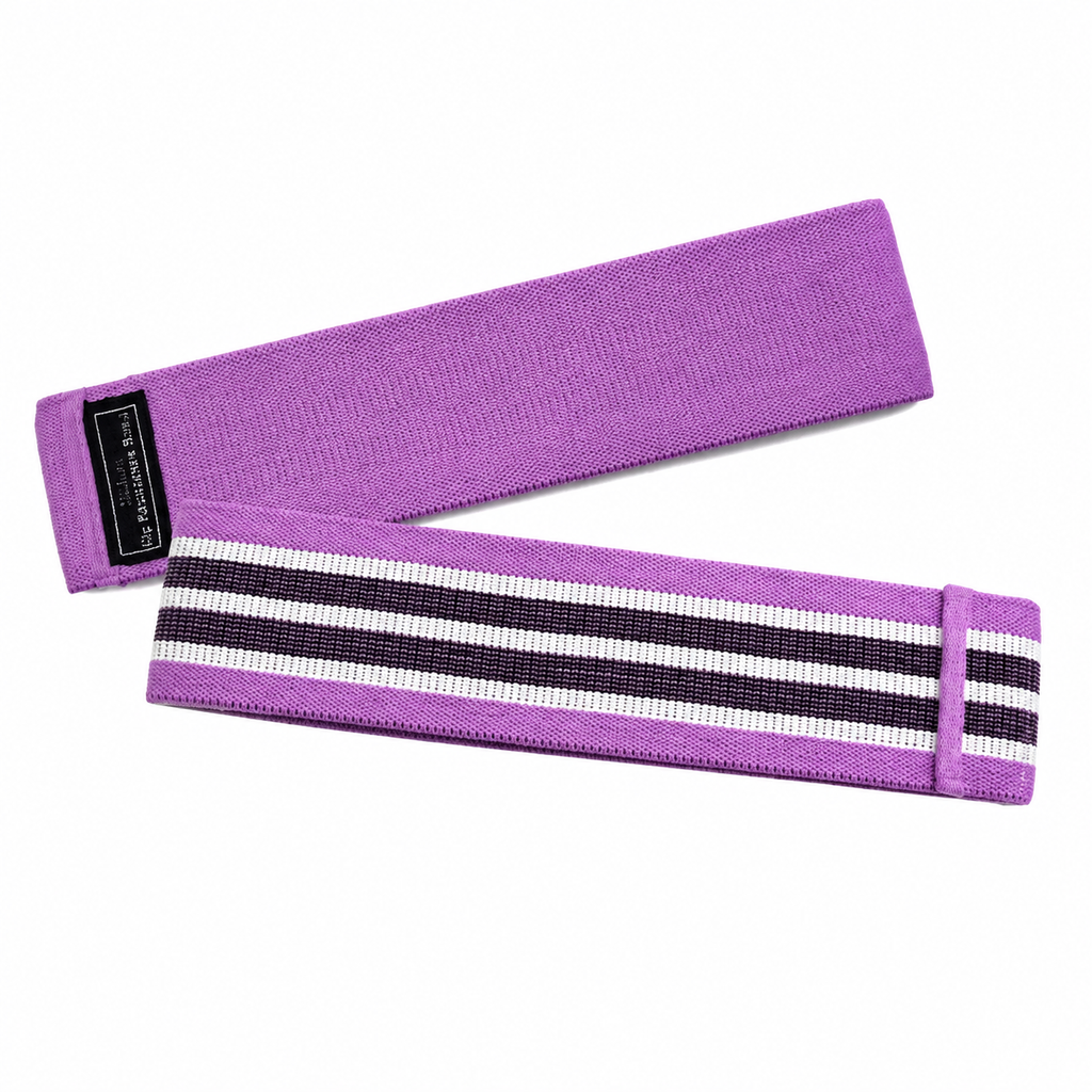 Purple fabric resistance band with textured inner grip